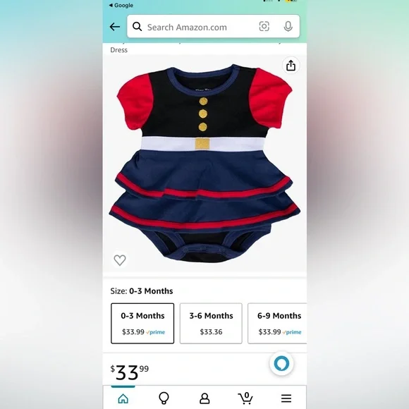 Baby Girls Marine Corps Dress Blues Theme Ruffle Layered Dress